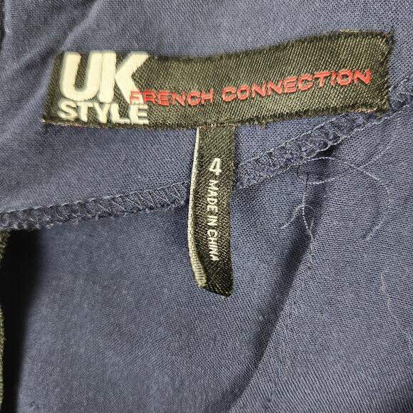 🌼UK Style French Connection Dress Size 4 Navy Blue Sleeveless Faux Sequins - Picture 7 of 14